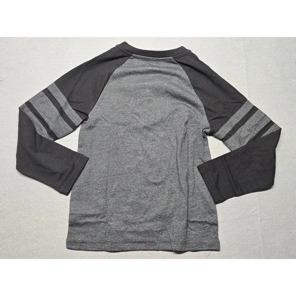 The Childrens Place Boys Gray Black Henley Long Sleeve Raglan Shirt Size S 5/6 - Picture 3 of 3